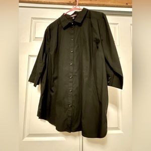 Roaman’s Black 3/4 Sleeve Button Down Top (Never Worn) Size 22W